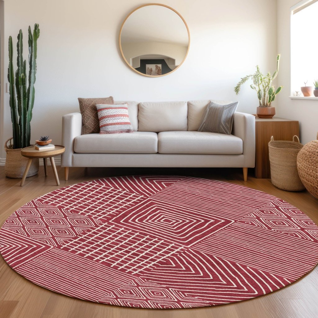 LOOMLAN Rugs Junia Red Washable Indoor-Outdoor Rug