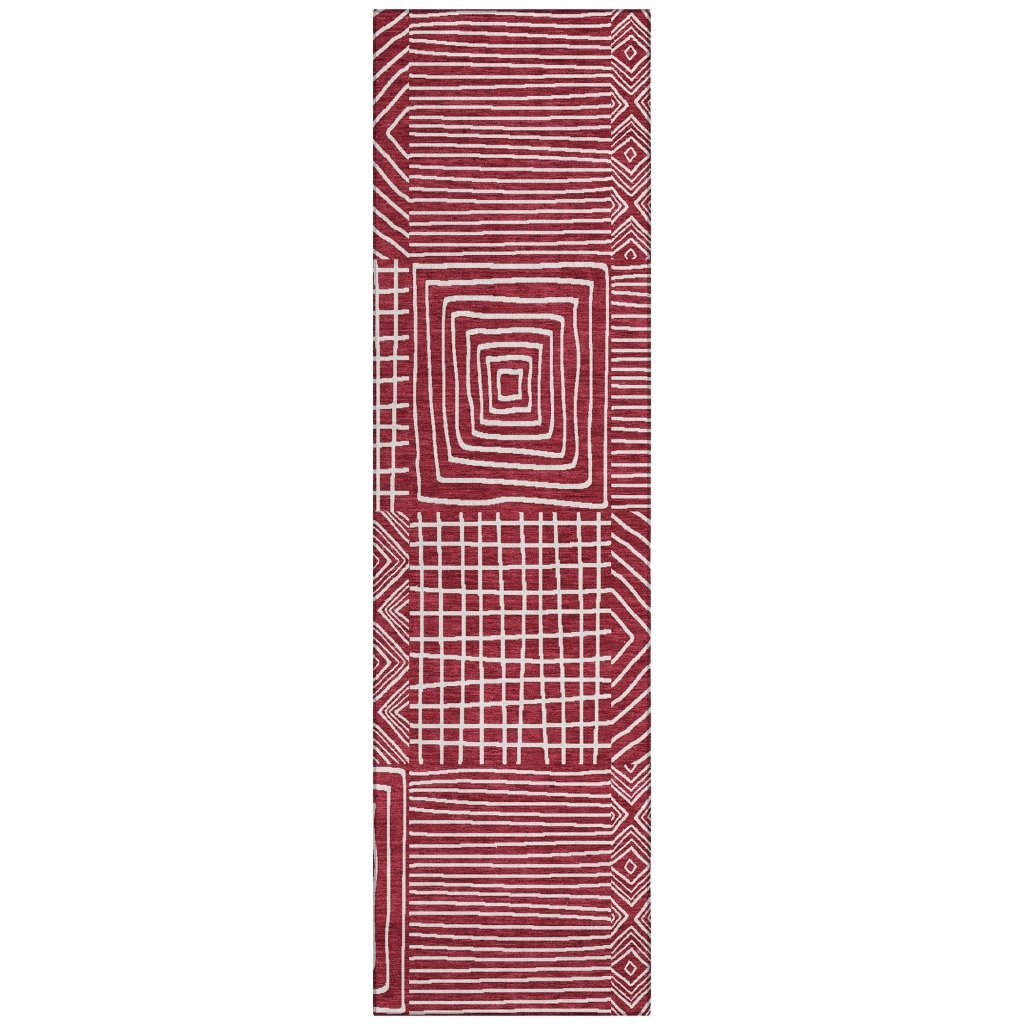 LOOMLAN Rugs Junia Red Washable Indoor-Outdoor Rug