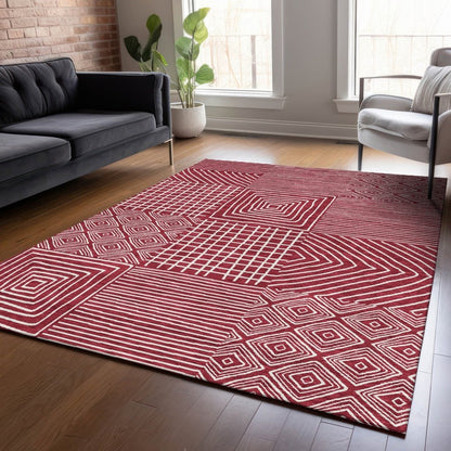 LOOMLAN Rugs Junia Red Washable Indoor-Outdoor Rug