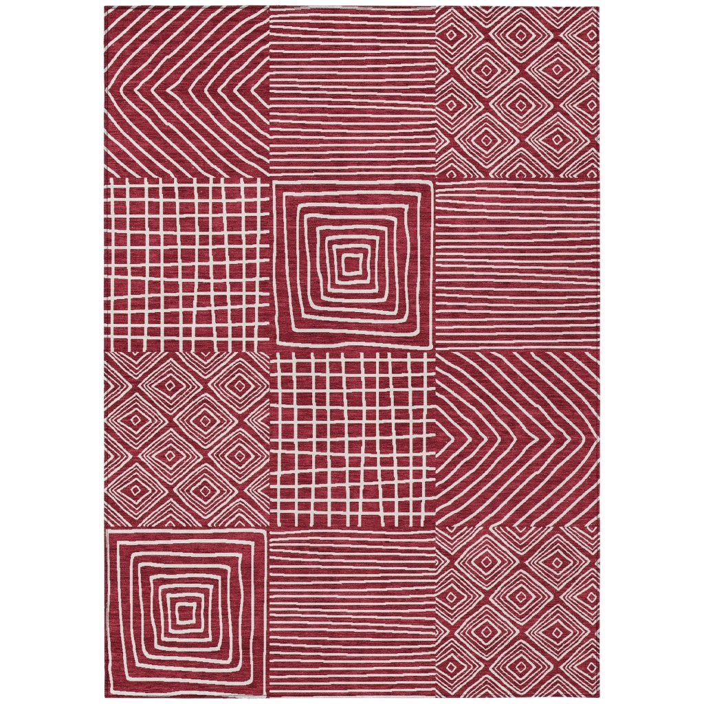 LOOMLAN Rugs Junia Red Washable Indoor-Outdoor Rug