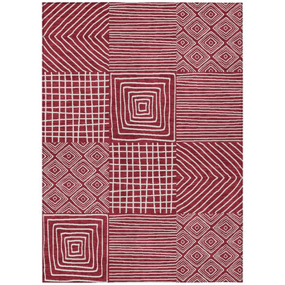 LOOMLAN Rugs Junia Red Washable Indoor-Outdoor Rug