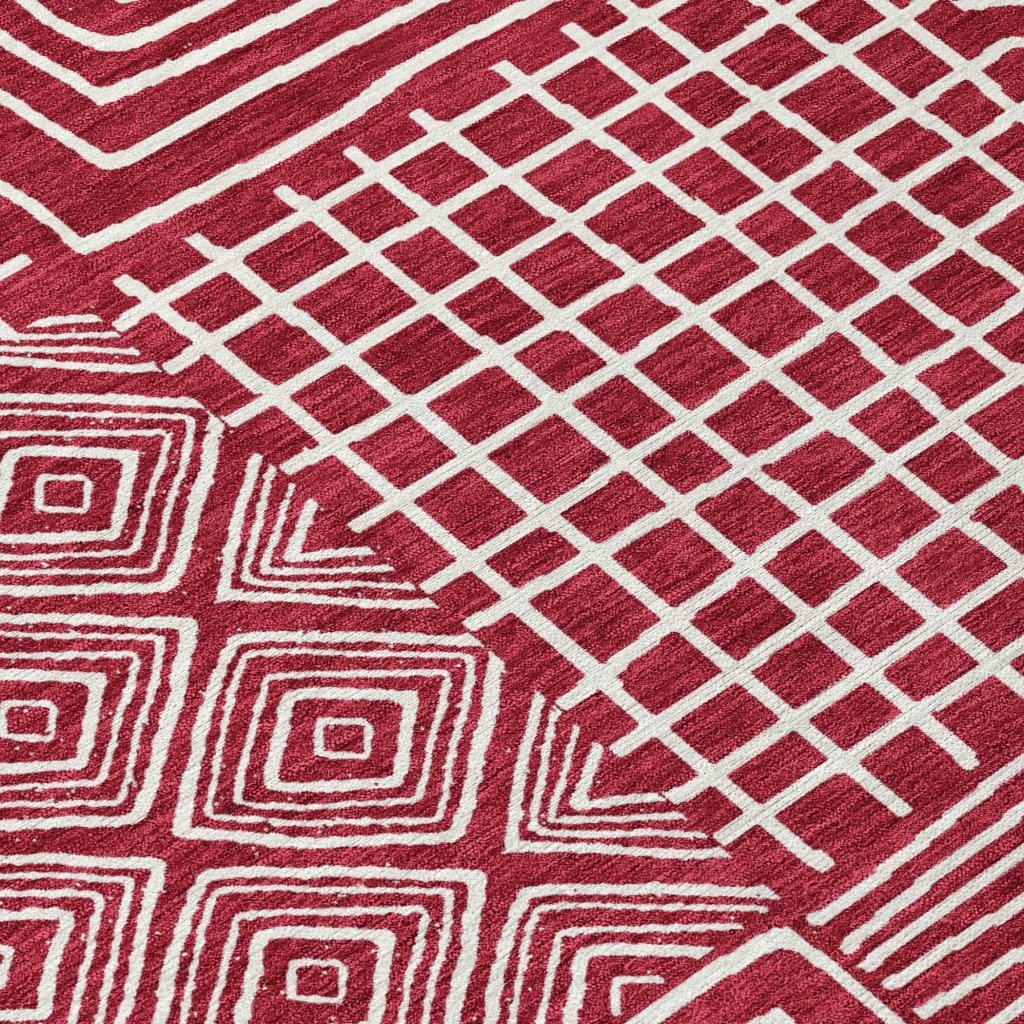 LOOMLAN Rugs Junia Red Washable Indoor-Outdoor Rug