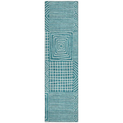 LOOMLAN Rugs Junia Teal Washable Indoor-Outdoor Rug
