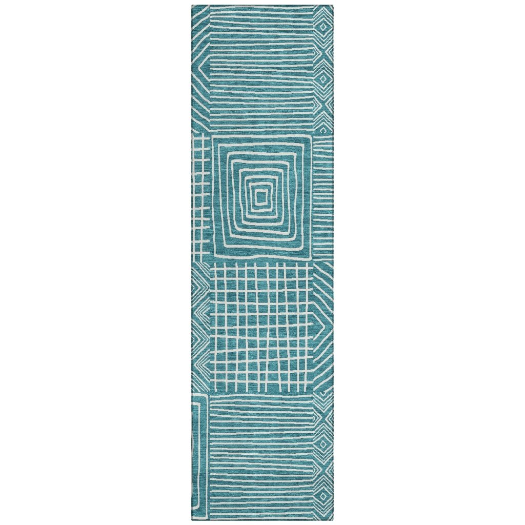 LOOMLAN Rugs Junia Teal Washable Indoor-Outdoor Rug