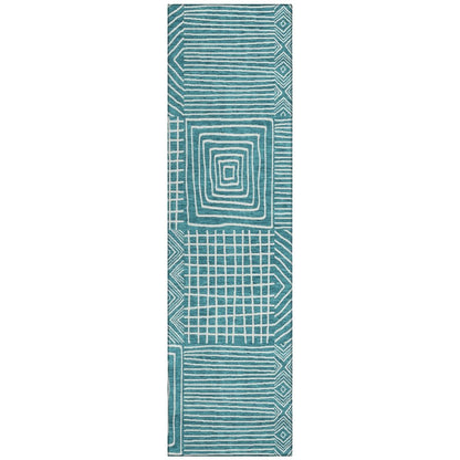 LOOMLAN Rugs Junia Teal Washable Indoor-Outdoor Rug