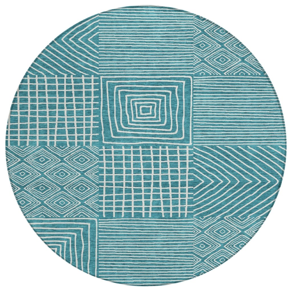 LOOMLAN Rugs Junia Teal Washable Indoor-Outdoor Rug