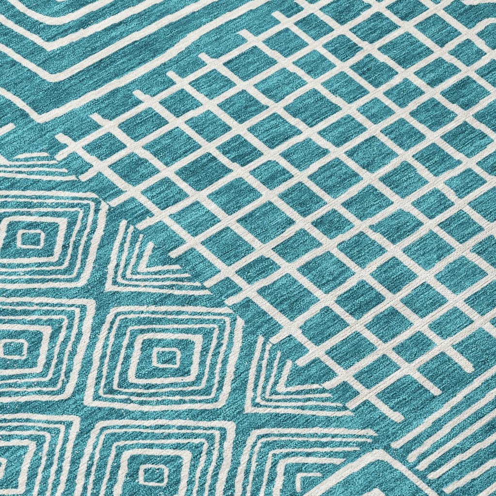 LOOMLAN Rugs Junia Teal Washable Indoor-Outdoor Rug