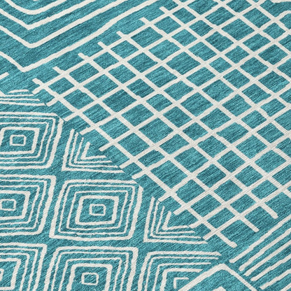 LOOMLAN Rugs Junia Teal Washable Indoor-Outdoor Rug