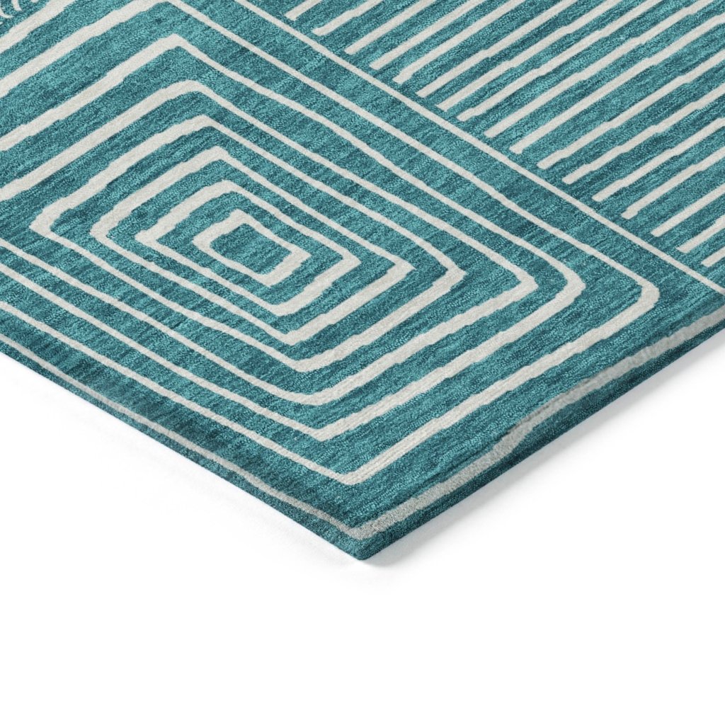 LOOMLAN Rugs Junia Teal Washable Indoor-Outdoor Rug