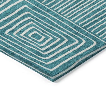 LOOMLAN Rugs Junia Teal Washable Indoor-Outdoor Rug