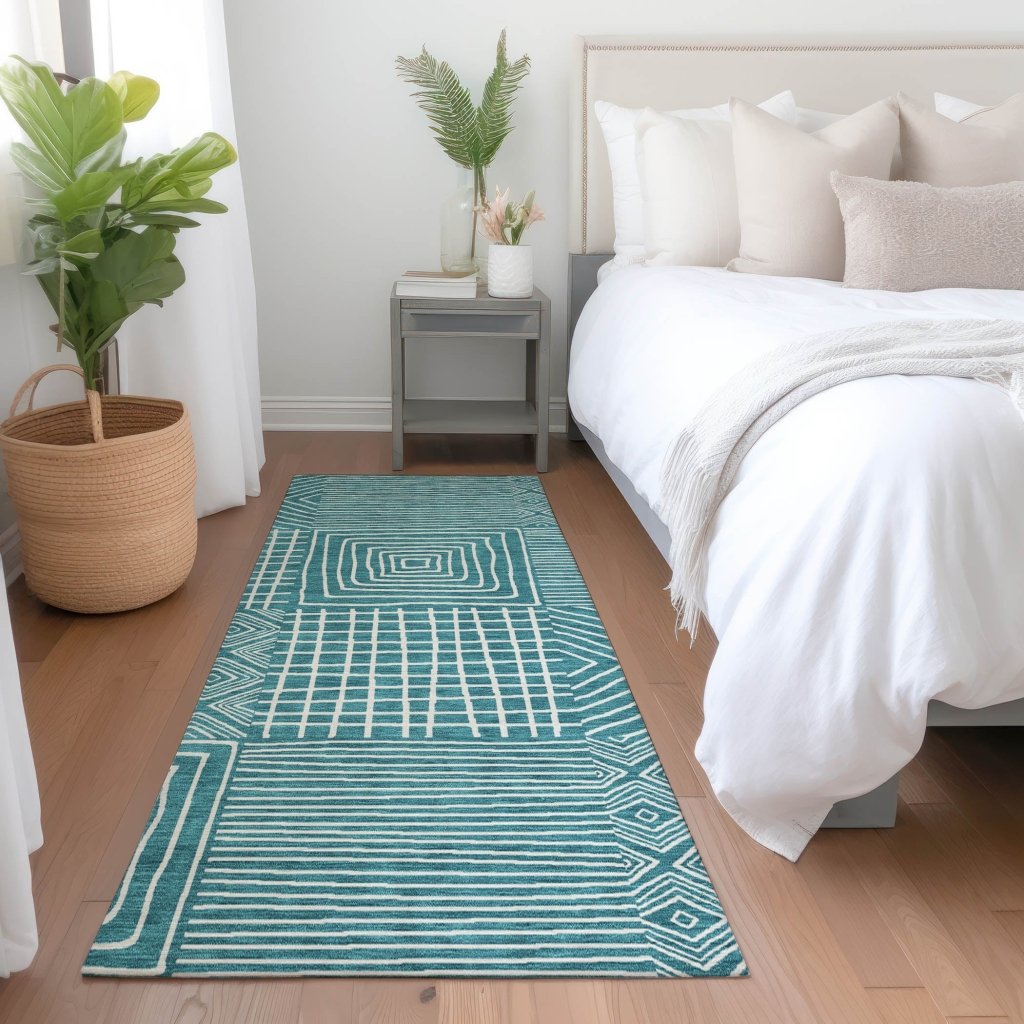 LOOMLAN Rugs Junia Teal Washable Indoor-Outdoor Rug