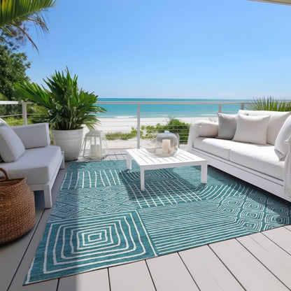 LOOMLAN Rugs Junia Teal Washable Indoor-Outdoor Rug
