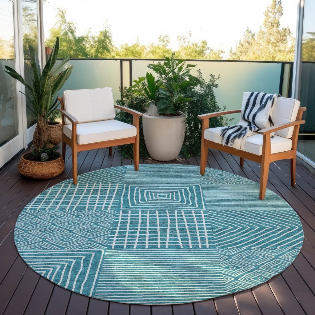 LOOMLAN Rugs Junia Teal Washable Indoor-Outdoor Rug