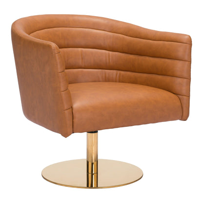 Justin Accent Chair Brown - Sideboards and Things Accents_Gold, Brand_Zuo Modern, Color_Brown, Color_Gold, Features_Swivel, Finish_Polished, Materials_Metal, Materials_Upholstery, Metal Type_Stainless Steel, Metal Type_Steel, Product Type_Occasional Chair, Upholstery Type_Leather, Upholstery Type_Vegan Leather