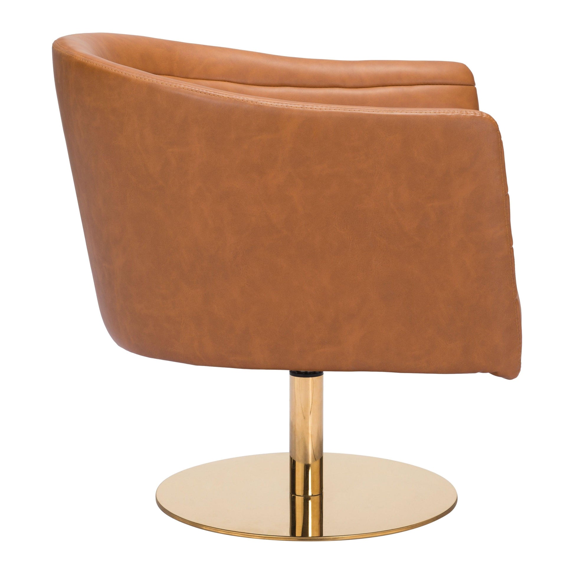 Justin Accent Chair Brown - Sideboards and Things Accents_Gold, Brand_Zuo Modern, Color_Brown, Color_Gold, Features_Swivel, Finish_Polished, Materials_Metal, Materials_Upholstery, Metal Type_Stainless Steel, Metal Type_Steel, Product Type_Occasional Chair, Upholstery Type_Leather, Upholstery Type_Vegan Leather