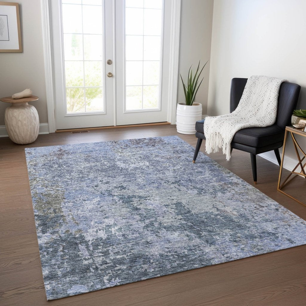 LOOMLAN Rugs Kairi Blue Washable Indoor-Outdoor Rug