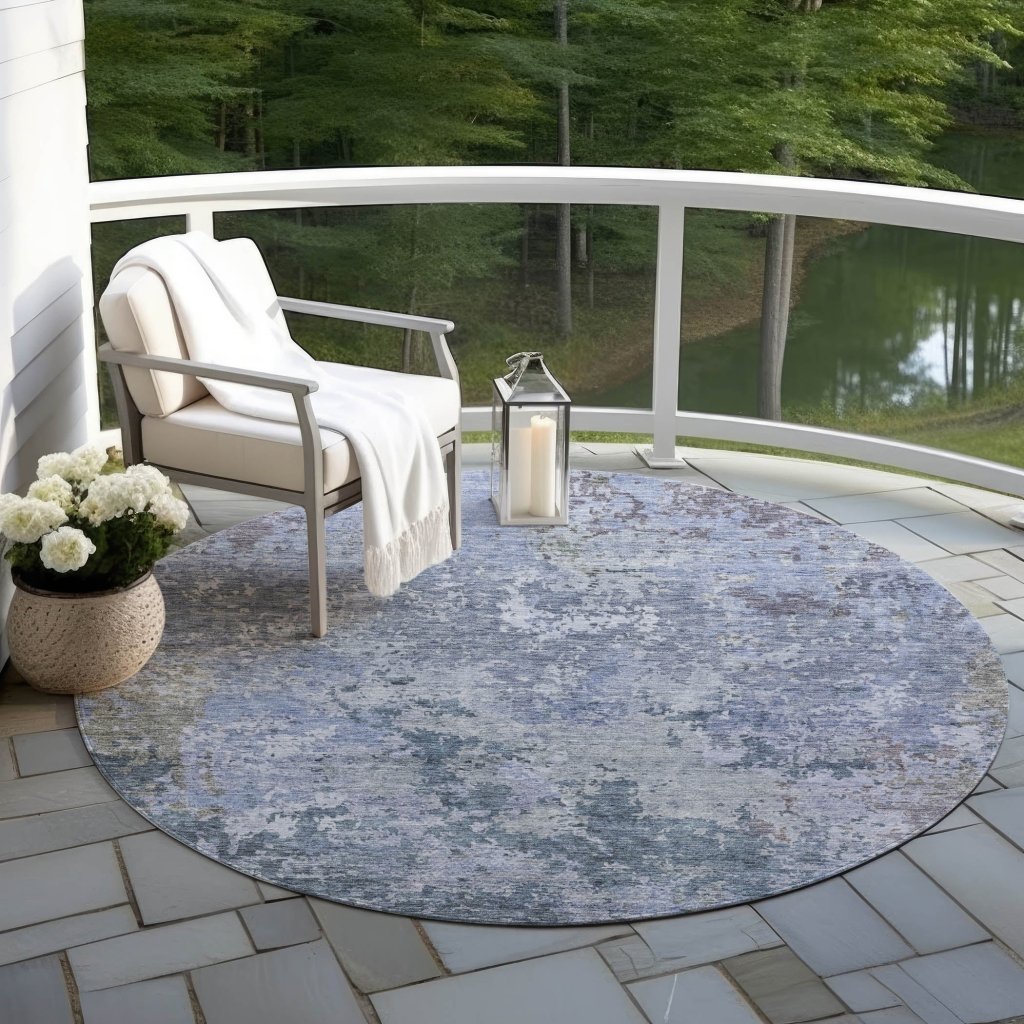 LOOMLAN Rugs Kairi Blue Washable Indoor-Outdoor Rug