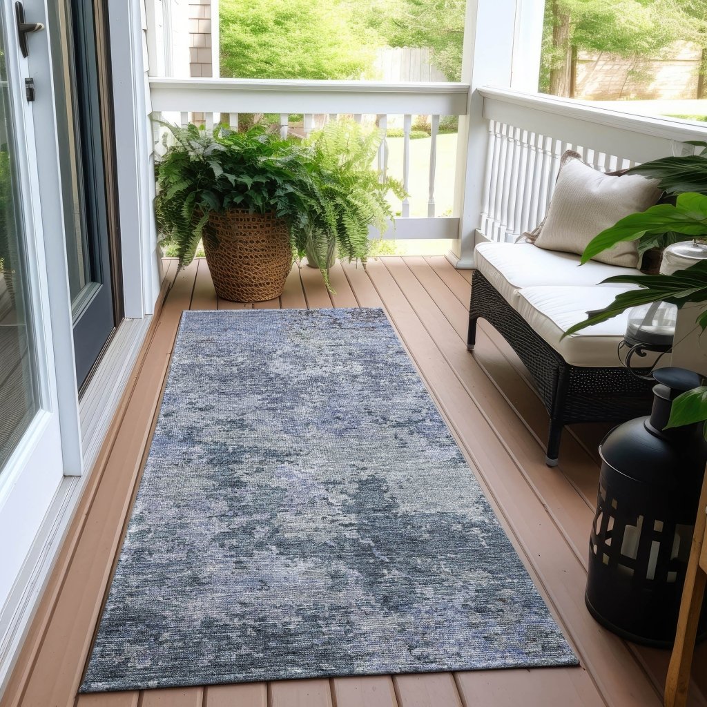 LOOMLAN Rugs Kairi Blue Washable Indoor-Outdoor Rug