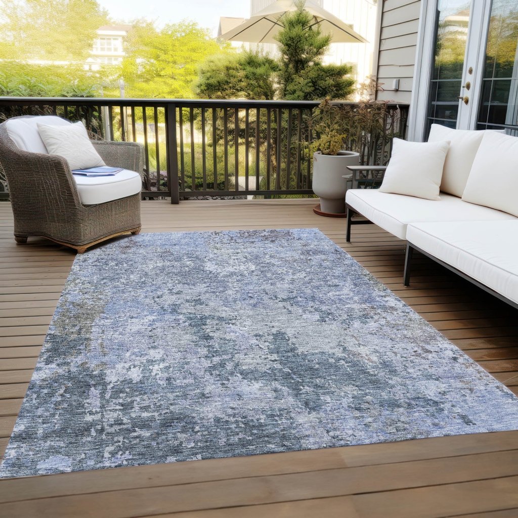 LOOMLAN Rugs Kairi Blue Washable Indoor-Outdoor Rug