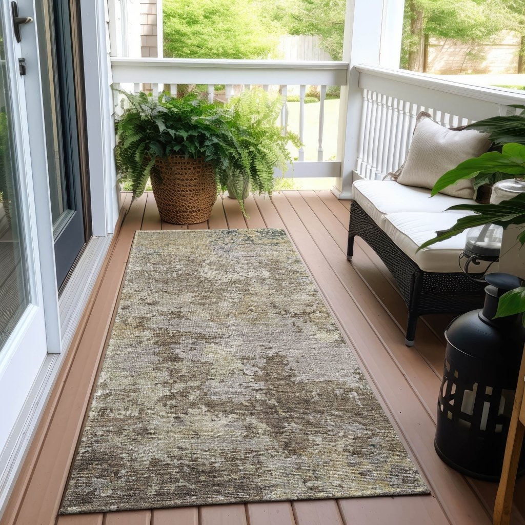 LOOMLAN Rugs Kairi Brown Washable Indoor-Outdoor Rug