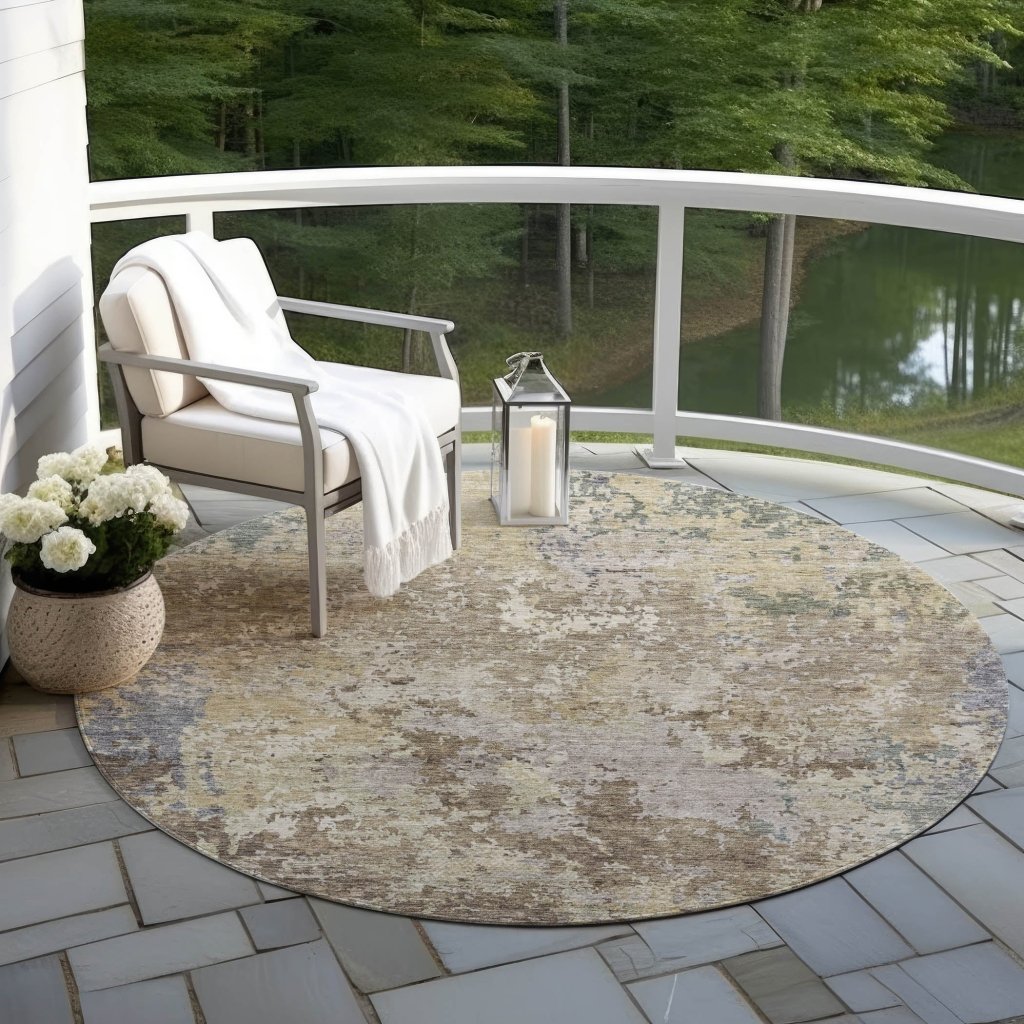 LOOMLAN Rugs Kairi Brown Washable Indoor-Outdoor Rug