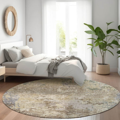 LOOMLAN Rugs Kairi Brown Washable Indoor-Outdoor Rug