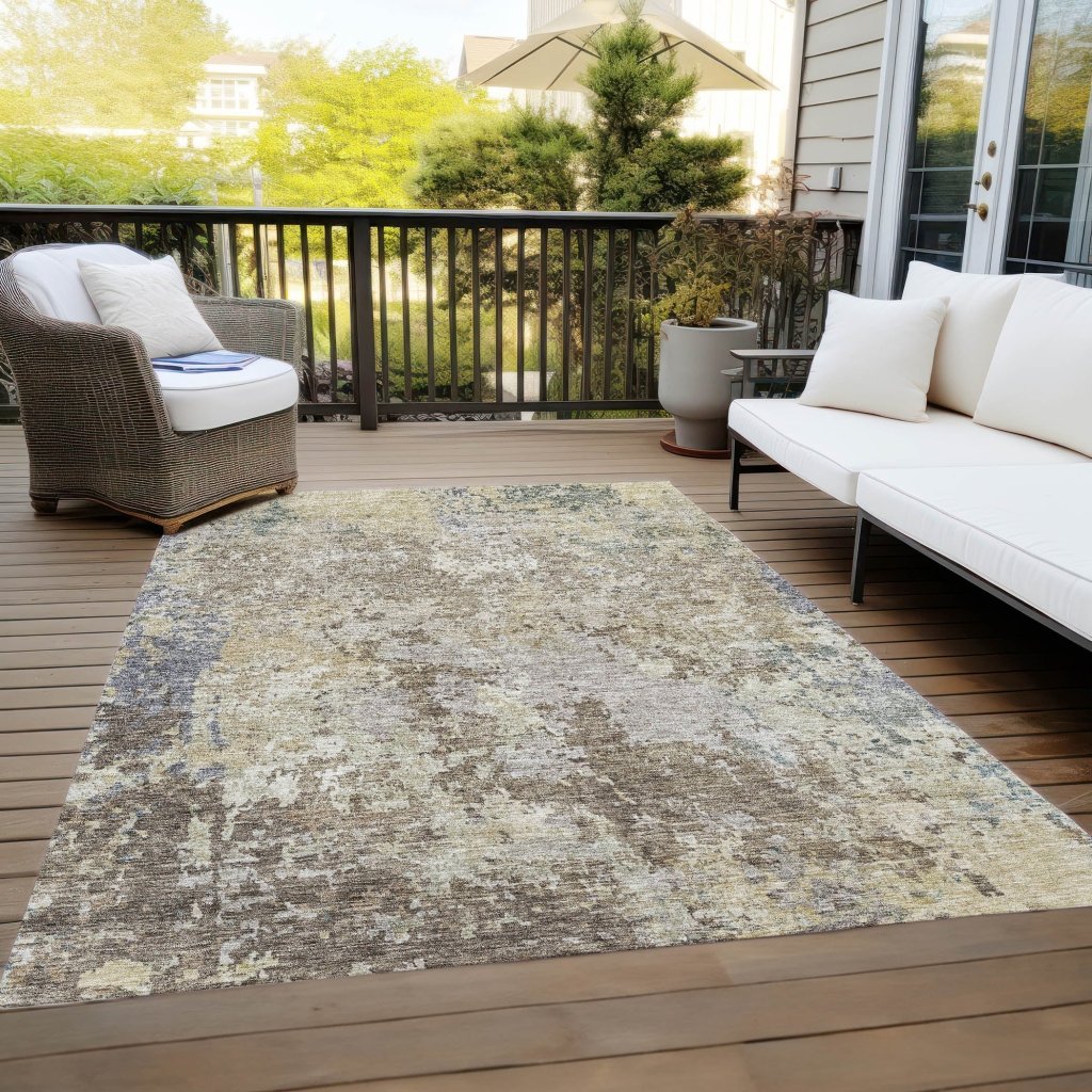 LOOMLAN Rugs Kairi Brown Washable Indoor-Outdoor Rug