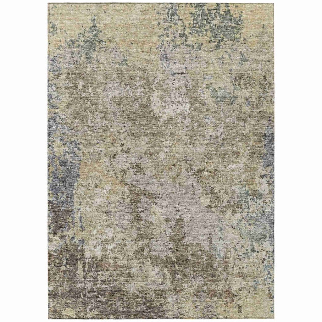 LOOMLAN Rugs Kairi Brown Washable Indoor-Outdoor Rug