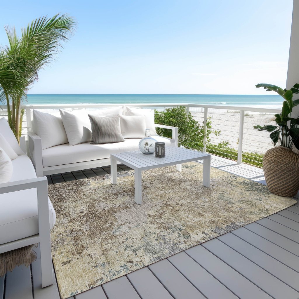 LOOMLAN Rugs Kairi Brown Washable Indoor-Outdoor Rug