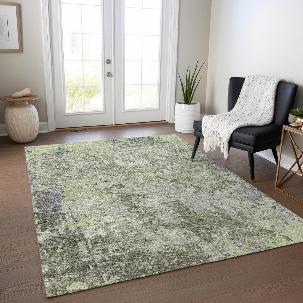 LOOMLAN Rugs Kairi Green Washable Indoor-Outdoor Rug