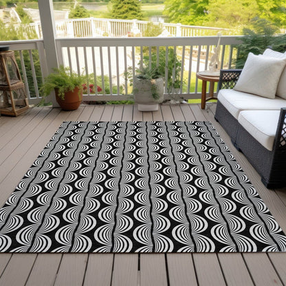 LOOMLAN Rugs Kairova Black Washable Indoor-Outdoor Rug