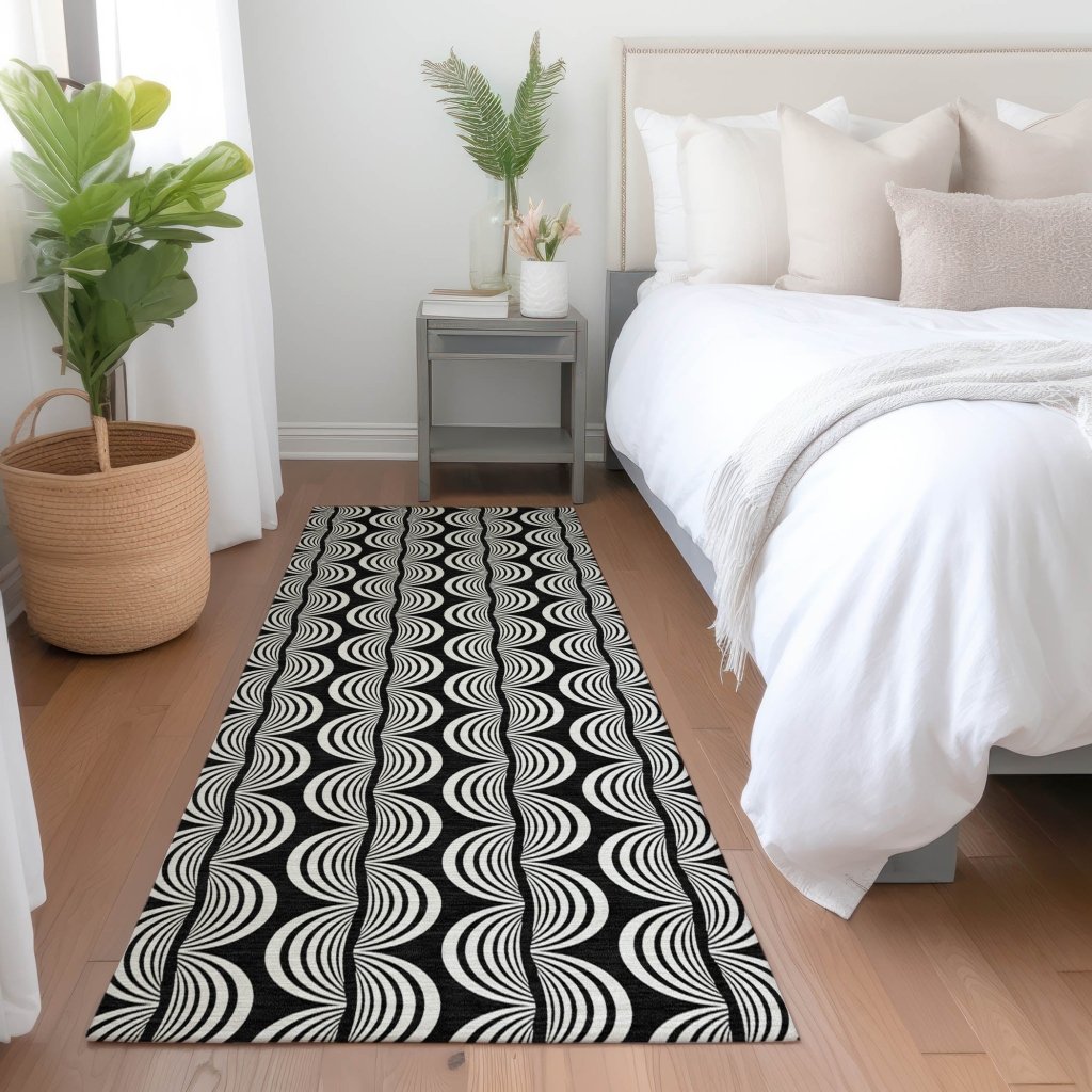 LOOMLAN Rugs Kairova Black Washable Indoor-Outdoor Rug