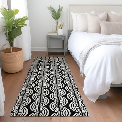 LOOMLAN Rugs Kairova Black Washable Indoor-Outdoor Rug