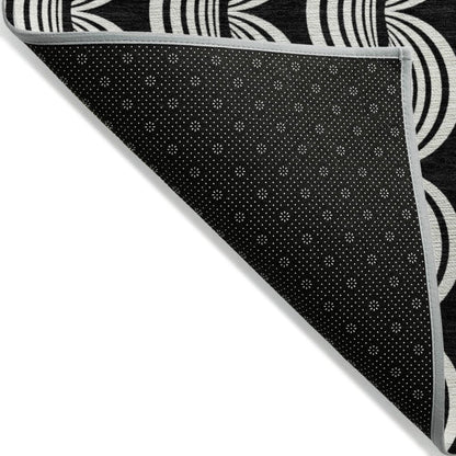 LOOMLAN Rugs Kairova Black Washable Indoor-Outdoor Rug