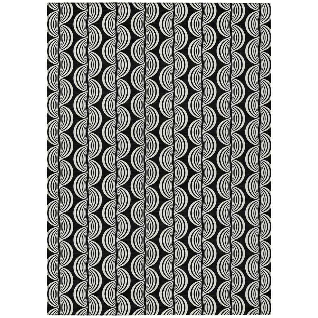 LOOMLAN Rugs Kairova Black Washable Indoor-Outdoor Rug