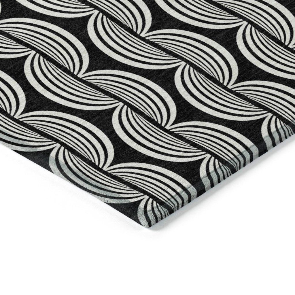 LOOMLAN Rugs Kairova Black Washable Indoor-Outdoor Rug