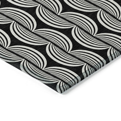 LOOMLAN Rugs Kairova Black Washable Indoor-Outdoor Rug