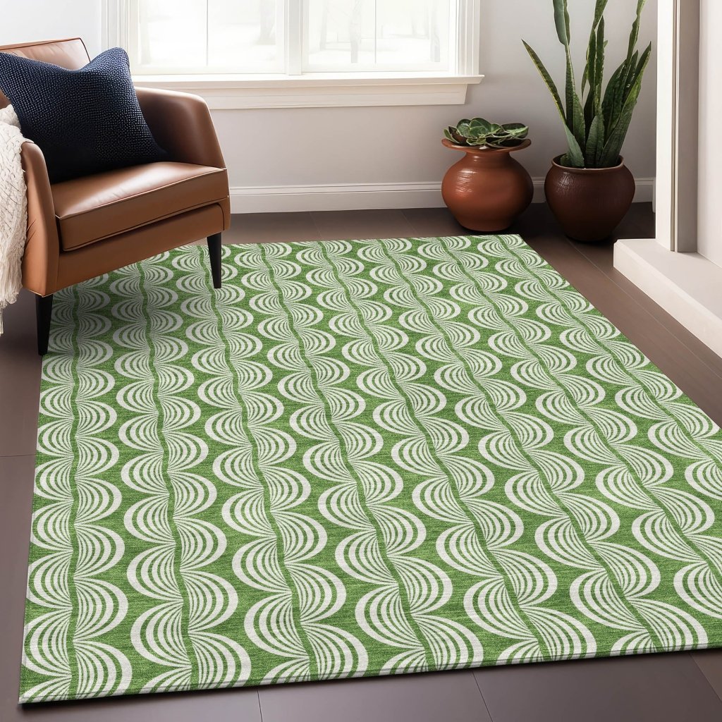 LOOMLAN Rugs Kairova Green Washable Indoor-Outdoor Rug