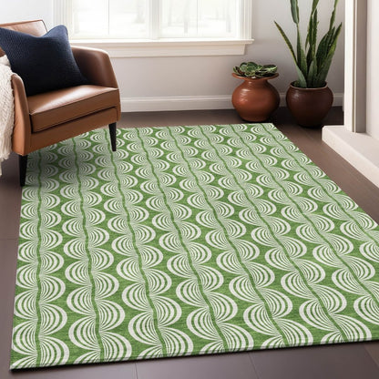 LOOMLAN Rugs Kairova Green Washable Indoor-Outdoor Rug