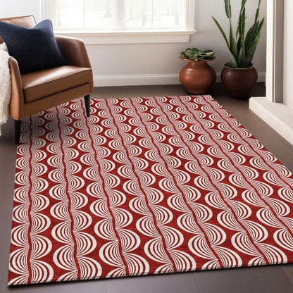 LOOMLAN Rugs Kairova Red Washable Indoor-Outdoor Rug