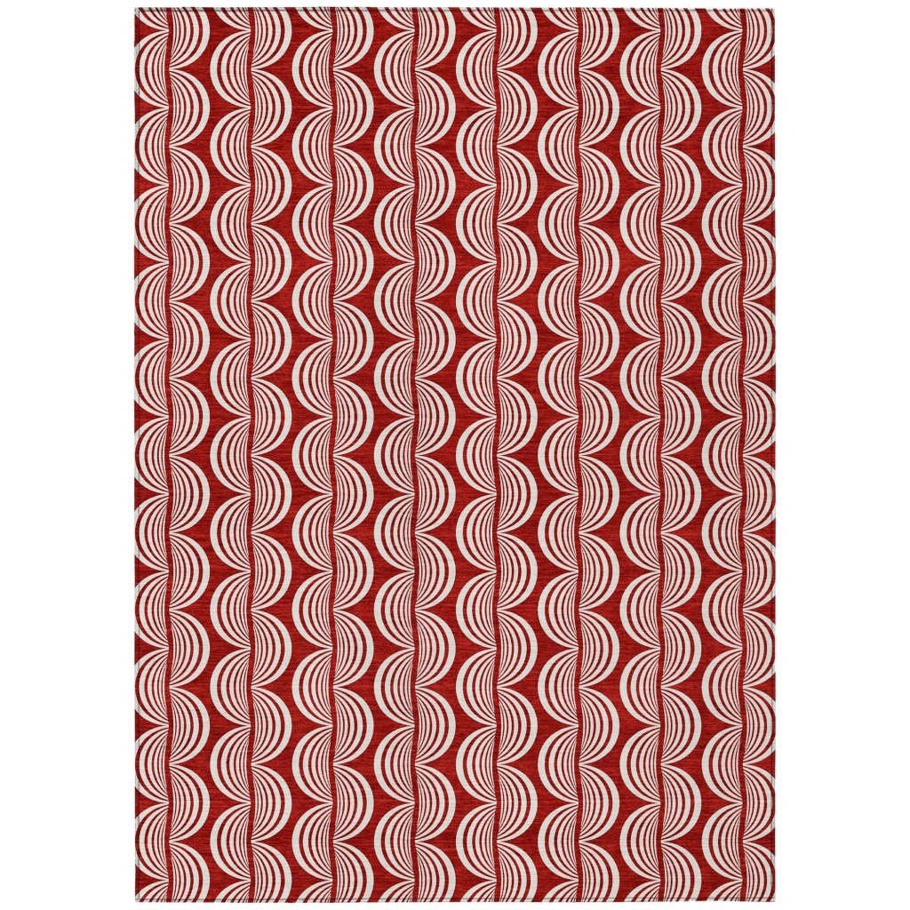 LOOMLAN Rugs Kairova Red Washable Indoor-Outdoor Rug