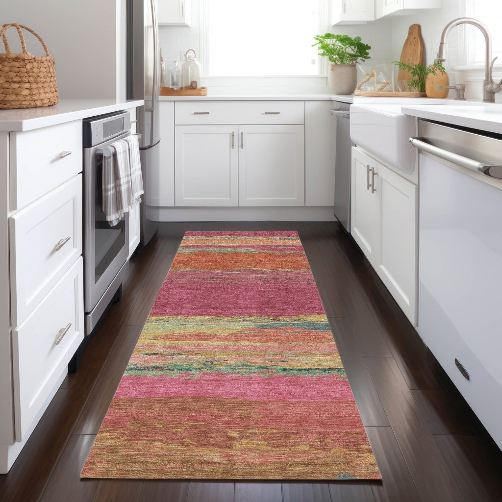 LOOMLAN Rugs Karvoun Pink Washable Indoor-Outdoor Rug