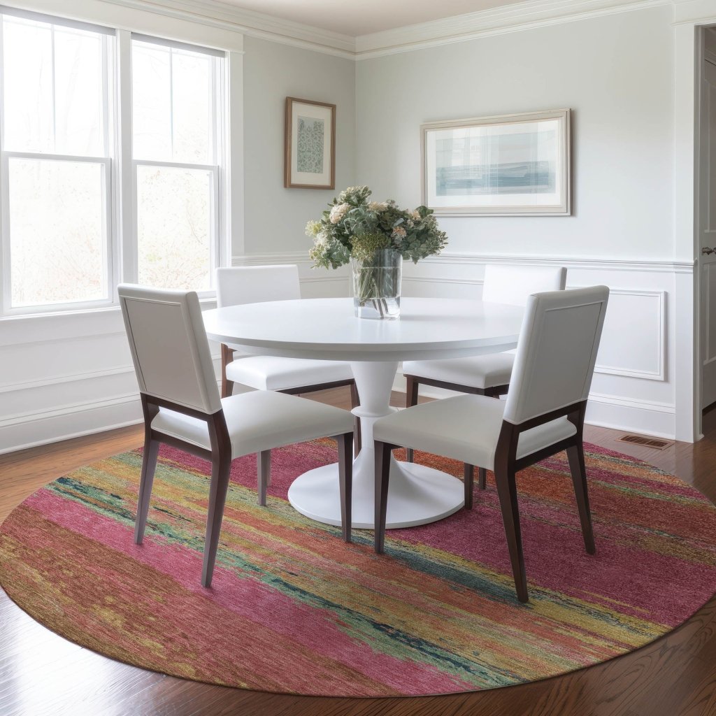 LOOMLAN Rugs Karvoun Pink Washable Indoor-Outdoor Rug