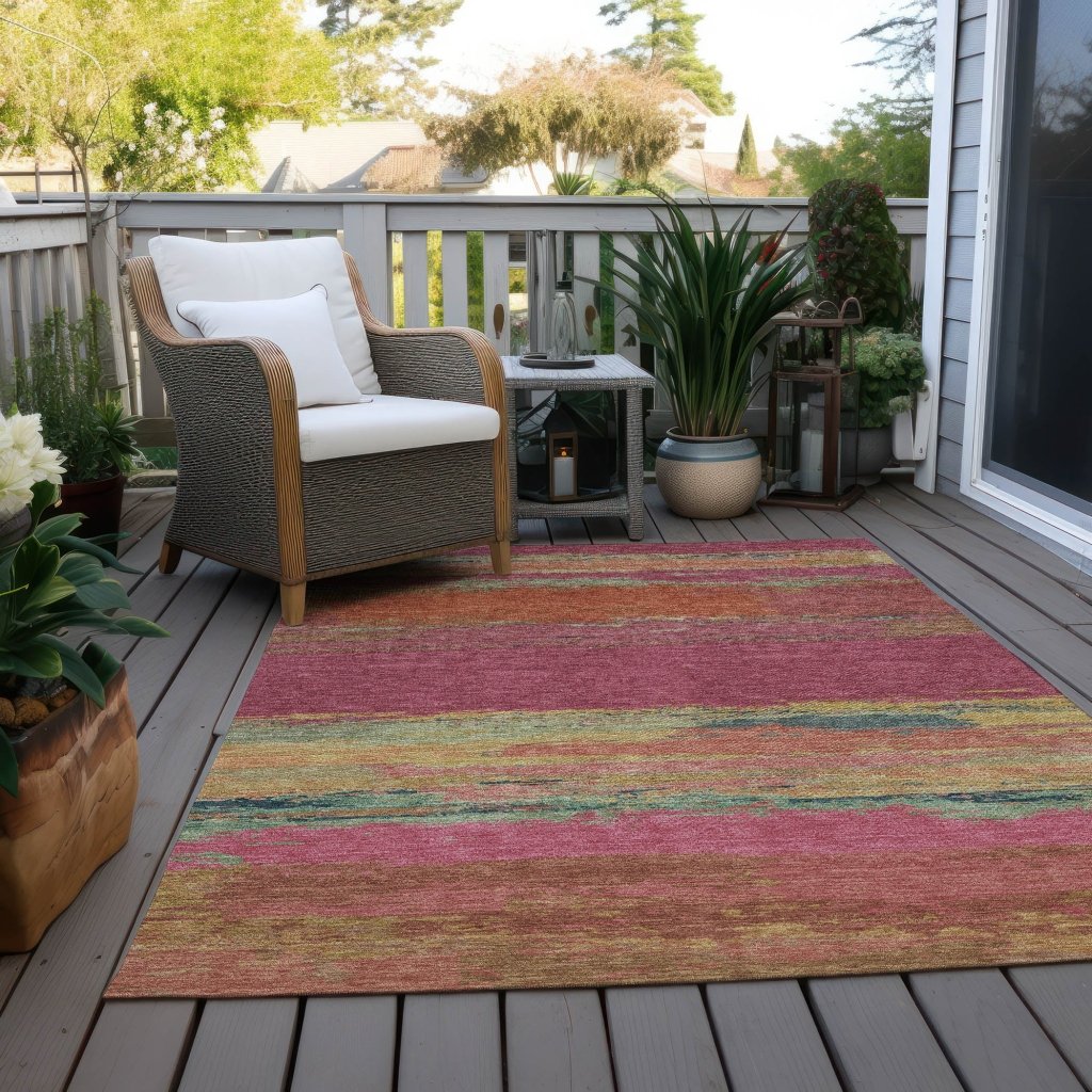 LOOMLAN Rugs Karvoun Pink Washable Indoor-Outdoor Rug