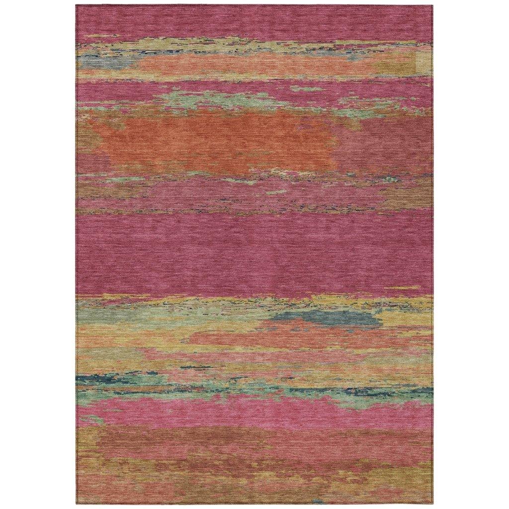 LOOMLAN Rugs Karvoun Pink Washable Indoor-Outdoor Rug