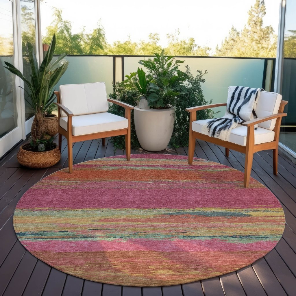 LOOMLAN Rugs Karvoun Pink Washable Indoor-Outdoor Rug