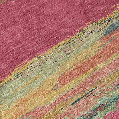 LOOMLAN Rugs Karvoun Pink Washable Indoor-Outdoor Rug