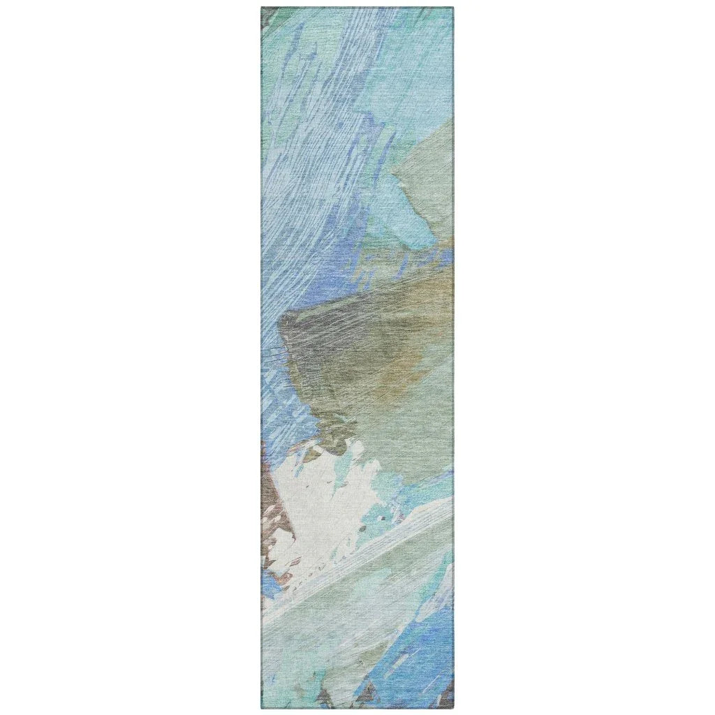 Kashana Blue Washable Indoor-Outdoor Rug