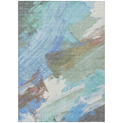 Kashana Blue Washable Indoor-Outdoor Rug