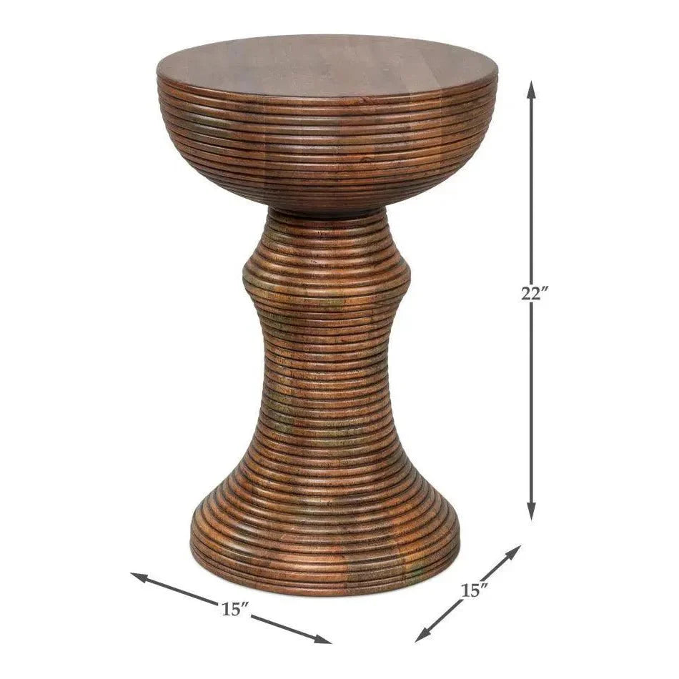 Sarreid Kayan Mango Wood Brown Round End Table